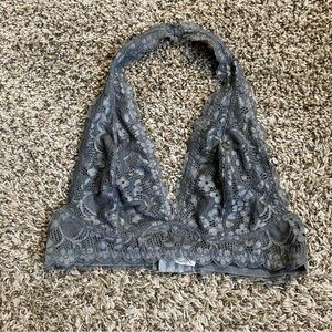Intimately Free People Bralette Women’s M Gray Halter Floral Lace Bra